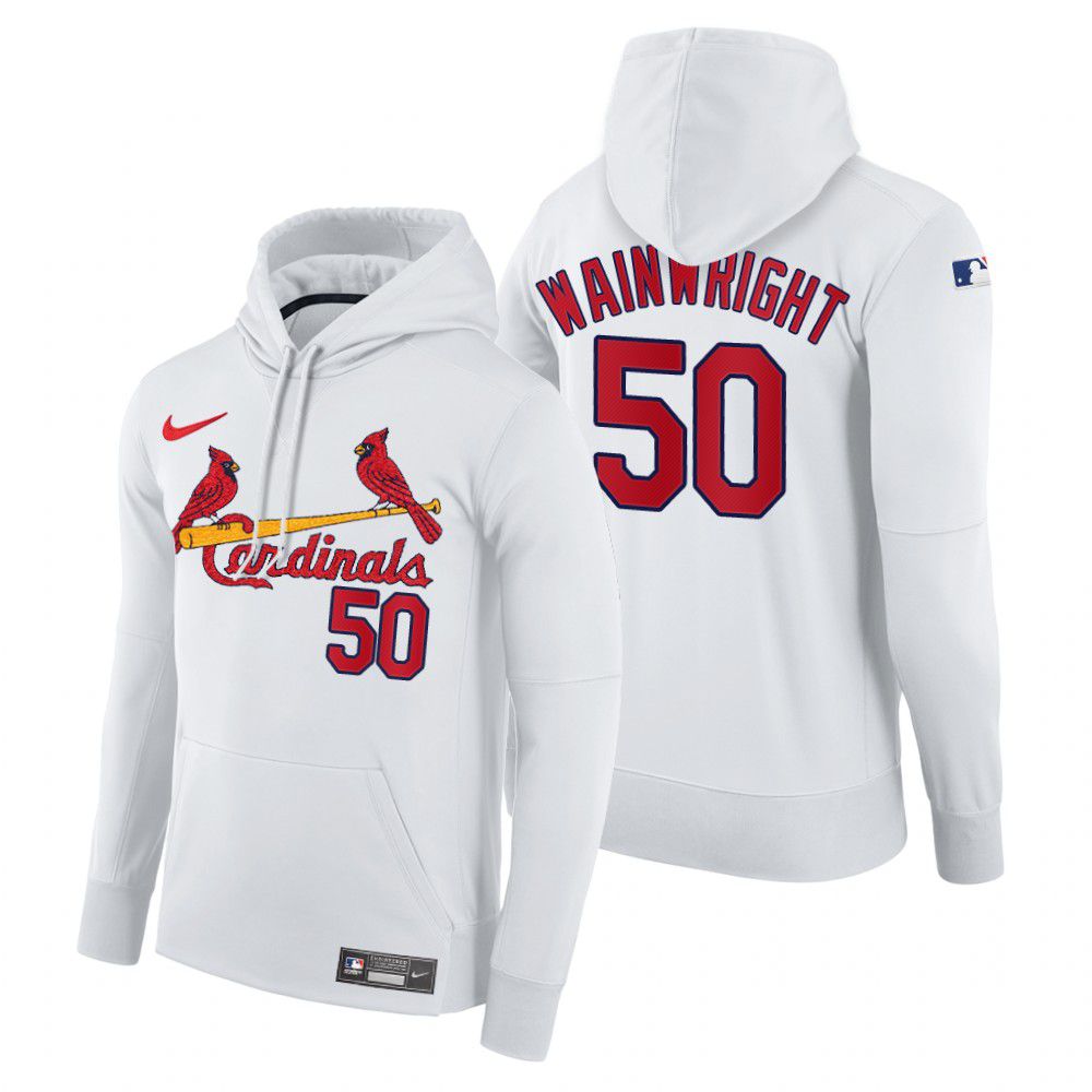 Men St.Louis Cardinals #50 Wainwright white home hoodie 2021 MLB Nike Jerseys